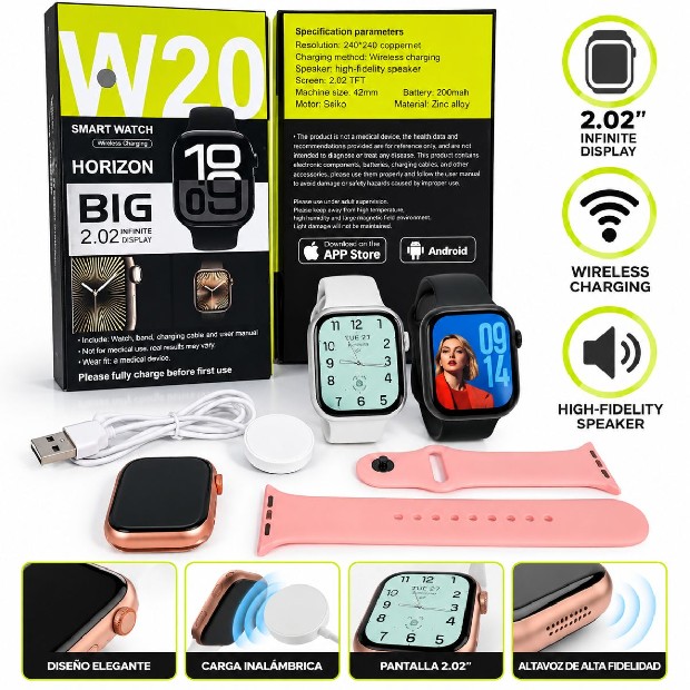 &uu RELOJ INTELIGENTE SMARTWATCH W20 (149)
